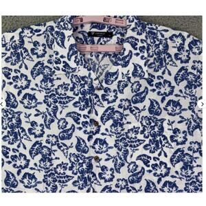 Cremieux Mens Blue Floral Hawaiian Shirt XL